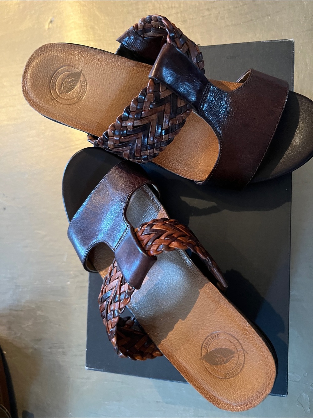 Nurture Born Women's Braided Leather Slide Sandals - Brown